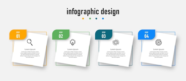 Infographic ontwerp elegante professionele sjabloon met 4 stappen premium vector