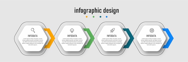 Infographic ontwerp elegante professionele sjabloon met 4 stappen Premium Vector