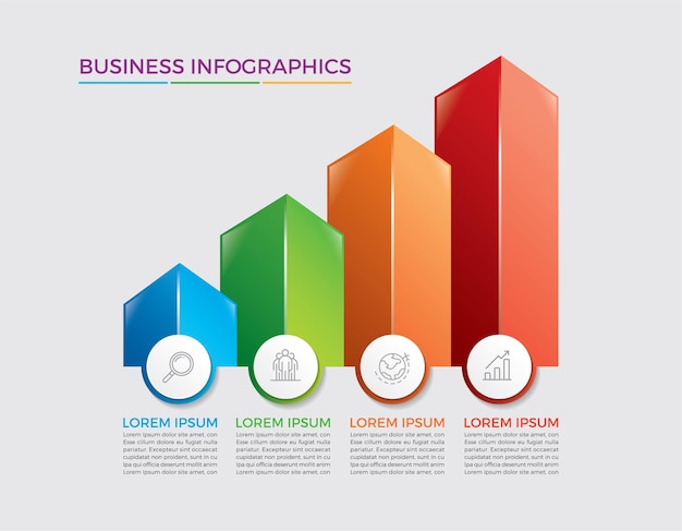 Infographic ontwerp en marketing. Bedrijfsconcept met 4 opties, stappen of processen.