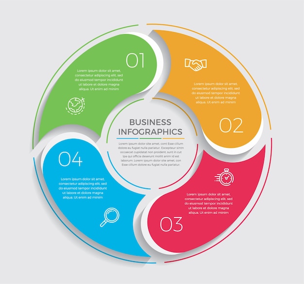 Infographic ontwerp en marketing pictogrammen. bedrijfsconcept met 4 opties, stappen of processen.