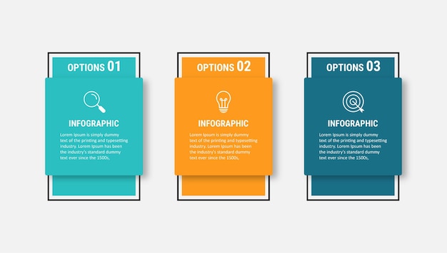 Infographic ontwerpsjabloon Creatief concept met 3 stappen
