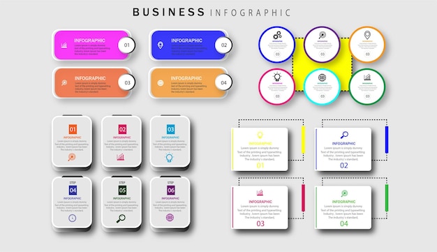 Infographic ontwerpsjabloon met 6 opties of stappen.