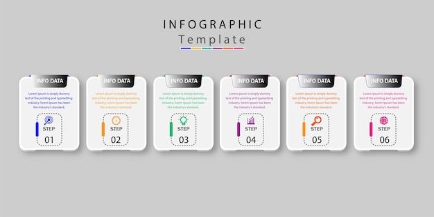 Infographic ontwerpsjabloon met 6 opties of stappen