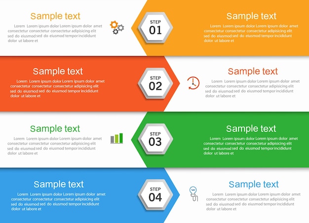 Infographic ontwerpsjabloon met pictogrammen en 4 opties of stappen