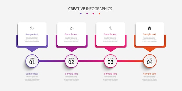 Infographic ontwerpsjabloon met pictogrammen en 4 opties of stappen