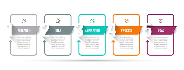 Vector infographic ontwerpsjabloon met pictogrammen en 5 opties of stappen.