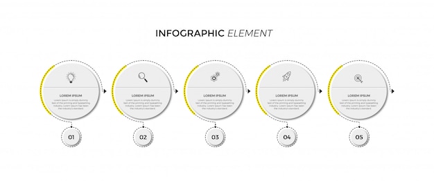 Infographic ontwerpsjabloon met pictogrammen en 5 opties