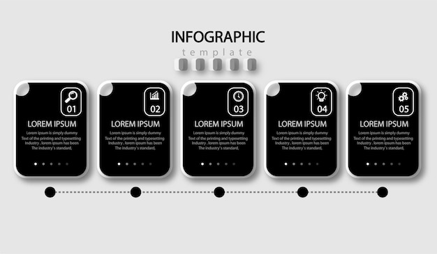 Infographic ontwerpsjabloon met pictogrammen en 6 "