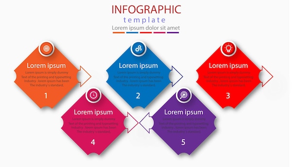 Infographic ontwerpsjabloon met pictogrammen en 6 "