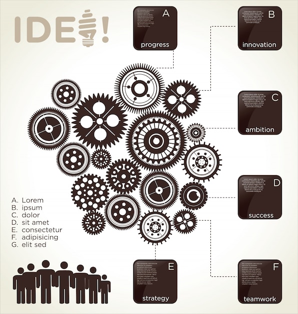 Vector infographic ontwerpsjabloon met versnellingen