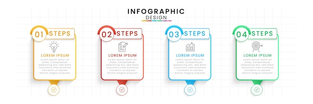 Infographic ontwerpsjabloon moderne tijdlijn 4 opties of stappen voor presentatie en rapport