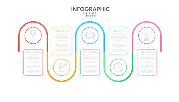 Infographic ontwerpsjabloon Routekaart tijdlijn concept met 5 stappen