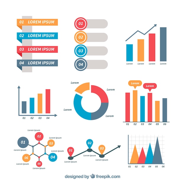 Infographic pack with colorful style