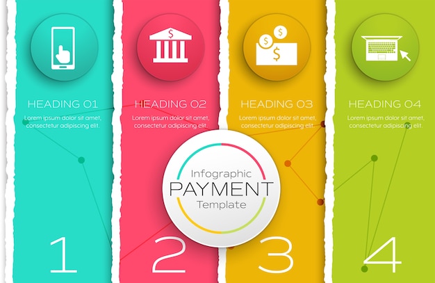 Vector infographic payment template with paper torn