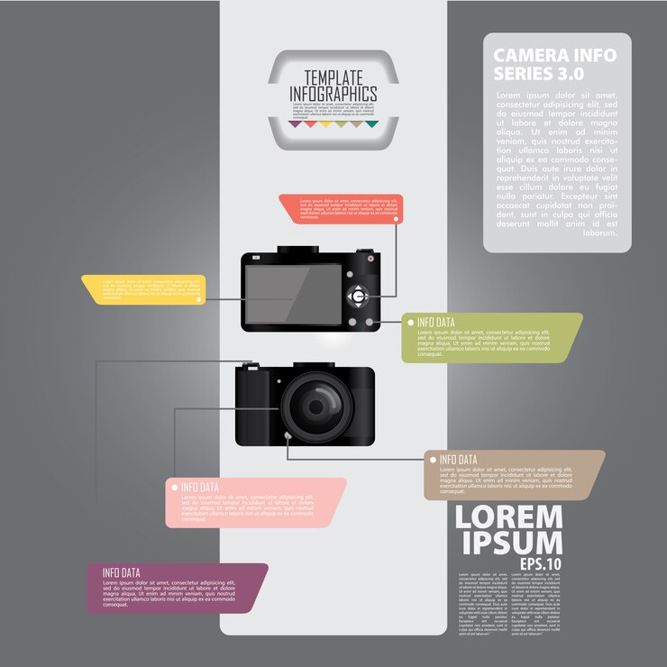 Vector infographic photo camera design