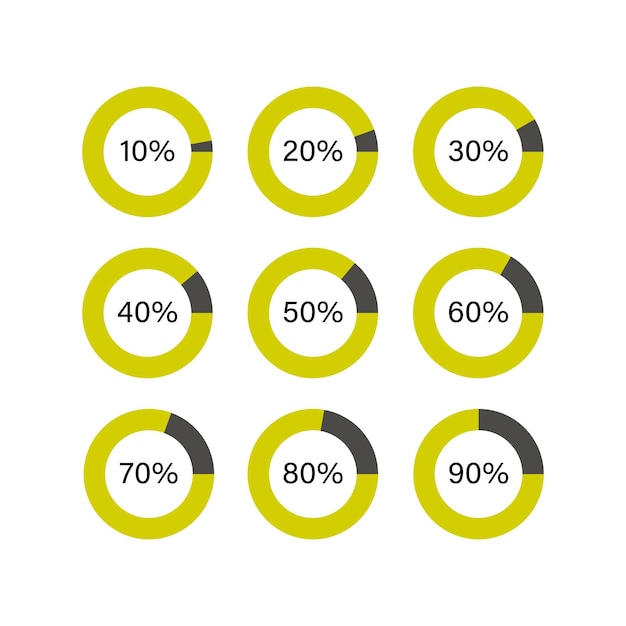 Infographic pie graph set. Vector illustration. Round charts for business presentation