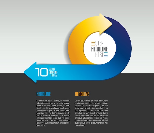 Infographic pijl cirkel sjabloon diagram grafiek met tekstvelden