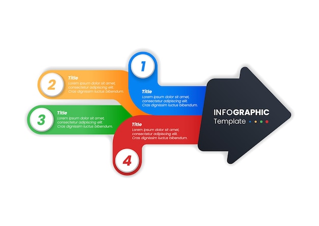 Infographic pijlvorm met vier optie, vier elementen, kleurrijke sjabloon vectorillustratie