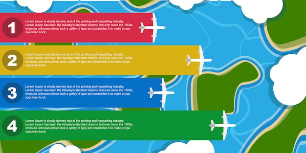 Infographic 비행기 그림 비즈니스 여행입니다. 비행기 템플릿 배너 요소입니다. 플랫 정보 차트 정보 카드