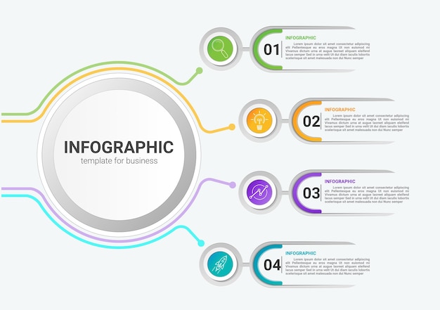 Vettore modello aziendale di presentazione infografica opzioni di passaggi del concetto creativo per la visualizzazione dei dati del grafico di processo