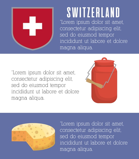 Infographic presentation with iconic swiss stuff icons