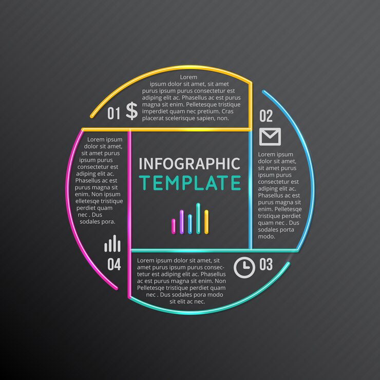 Vector infographic report vector template with line elements and icons. business concept  4 options, parts,