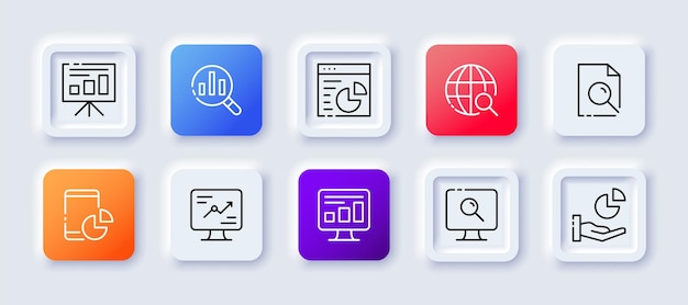 Infographic set icon Arrows chart workflow layout diagram annual report web design analytics Data analysis concept Neomorphism style Vector line icon for Business and Advertising