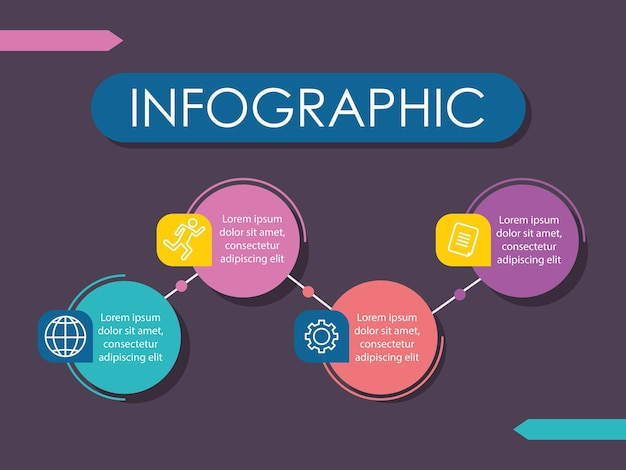 Forma rotonda infografica con quattro opzioni o passaggi