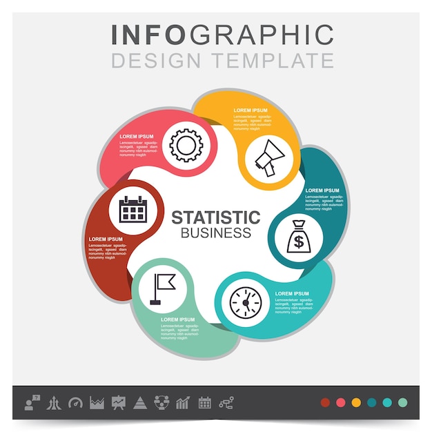 Vector infographic six steps statistic business and finance management