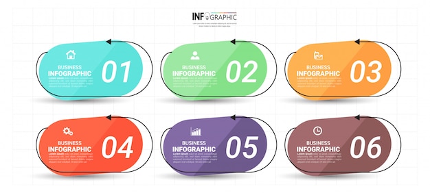 Infographic sjabloon 6 opties.