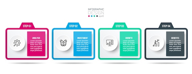 Infographic sjabloon bedrijfsconcept met stap