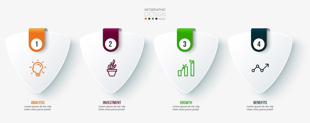 Infographic sjabloon bedrijfsconcept met stap