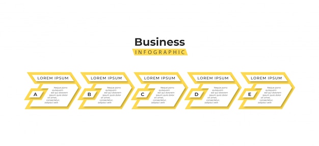 Vector infographic sjabloon geel 5 stappen