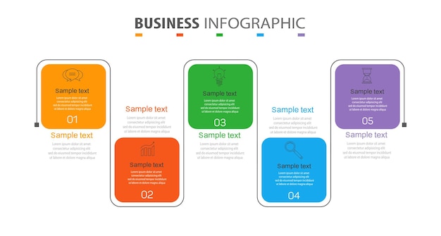 Infographic-sjabloon met 5 opties of stappen voor bedrijven