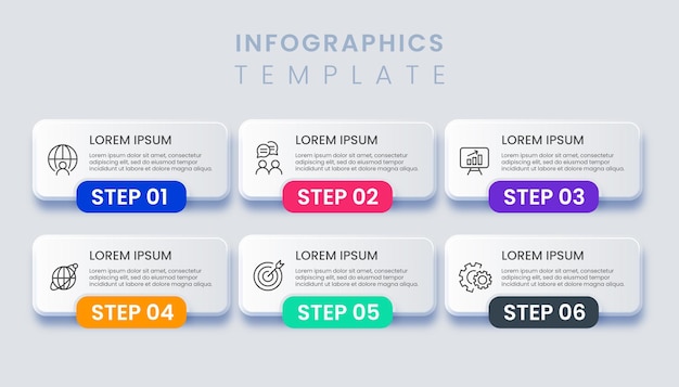 Infographic sjabloon met 6 opties illustratie