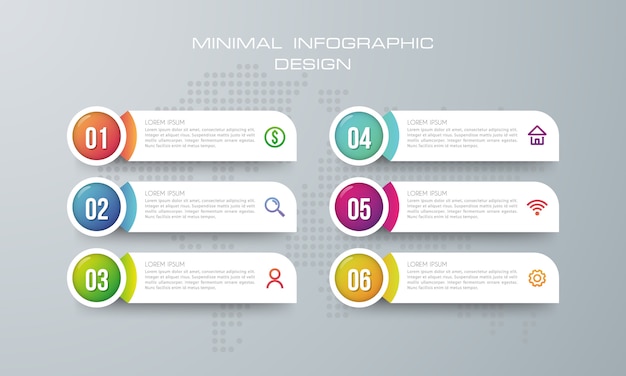 Infographic-sjabloon met 6 opties