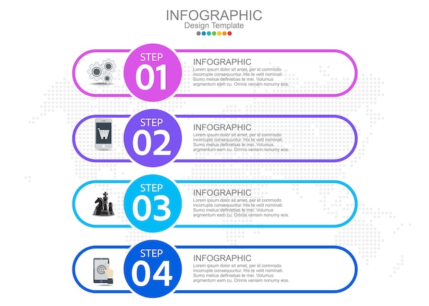 Infographic sjabloon met vier opties en pictogrammen.