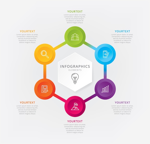 Infographic-sjabloon met zes stappen