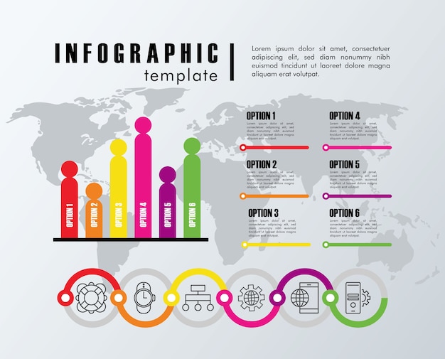 Infographic sjabloon statistieken met aarde planeet kaarten afbeelding ontwerp