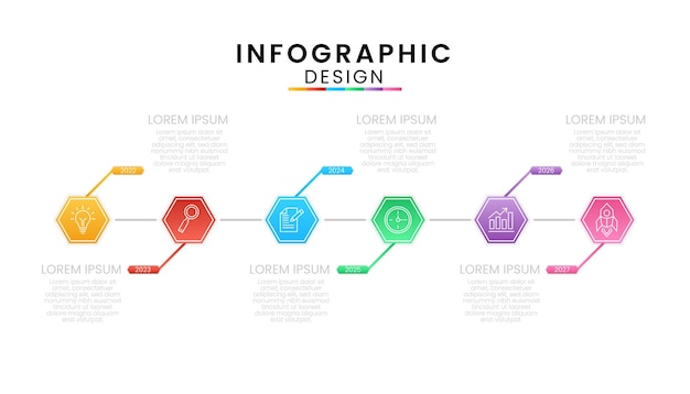 Infographic sjabloon voor Business Timeline concept met 6 stappen