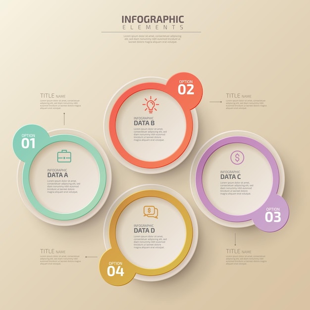 Infographic sjabloon voor diagram grafiek presentatie en ronde grafiek bedrijfsconcept met 4 opties