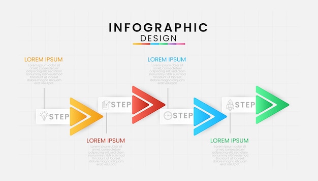 Vector infographic sjabloon voor zaken geïsoleerd op witte achtergrond pijlen workflow stappen concept