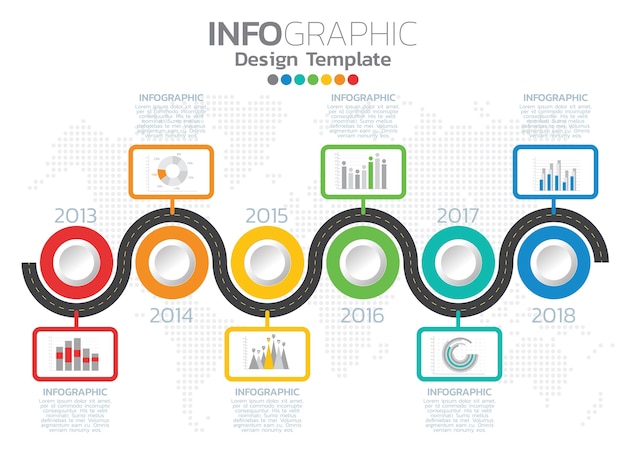 Infographic sjabloonontwerp met 6 kleurenopties
