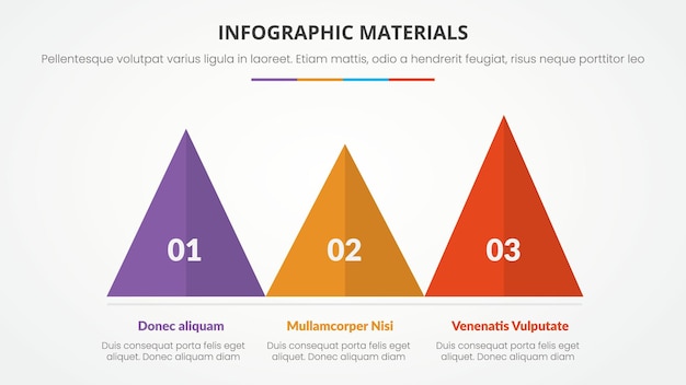 Шаблон презентации слайдов инфографики с современным плоским цветом в форме треугольной пирамиды