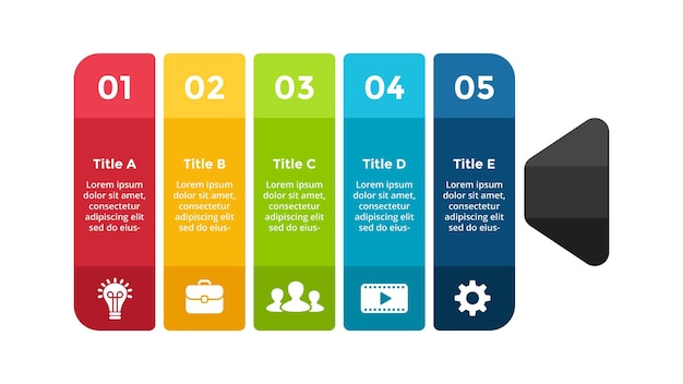 Modello di diapositiva infografica realizzazione di filmati media digitali tecnologia di produzione cinematografica riproduci logo video