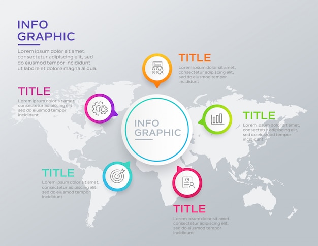 Infographic stappen collectie met kaart