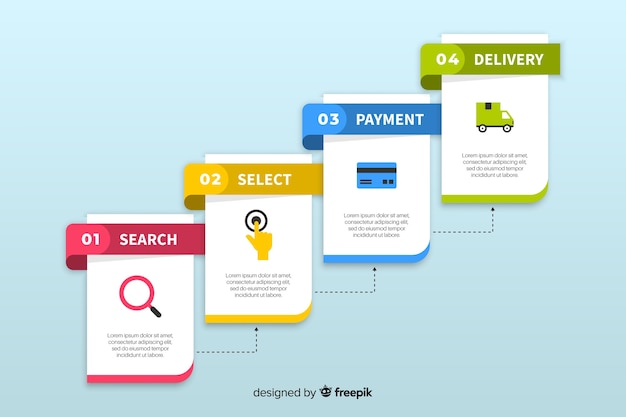 Infographic stappen in plat ontwerp