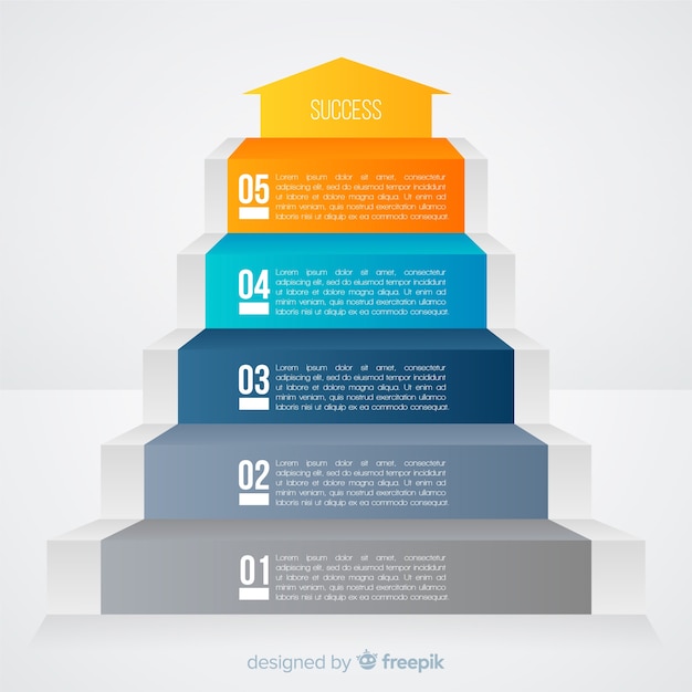 Infographic stappenconcept in vlakke stijl