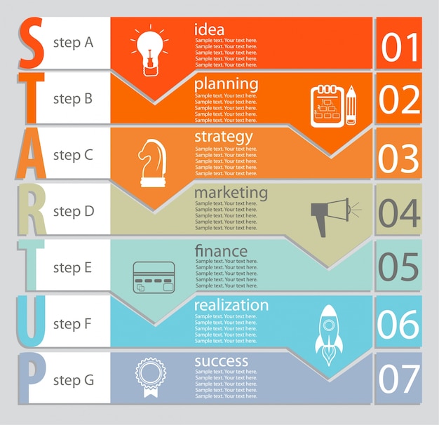 Infografica del concetto di avvio.