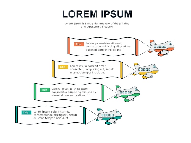 Modello di diapositiva infografica e statistiche con aereo